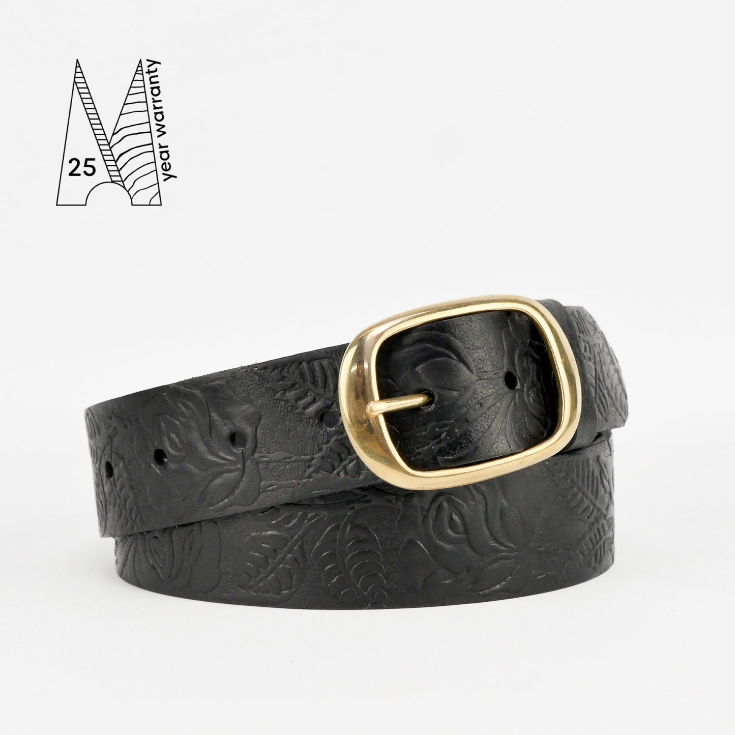 Tooled Leather Belt - Embossed Leather Belt