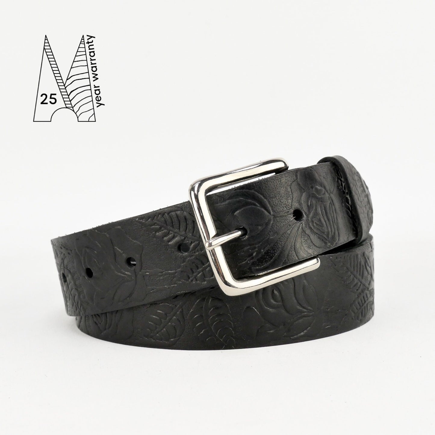 Tooled Leather Belt - Embossed Leather Belt