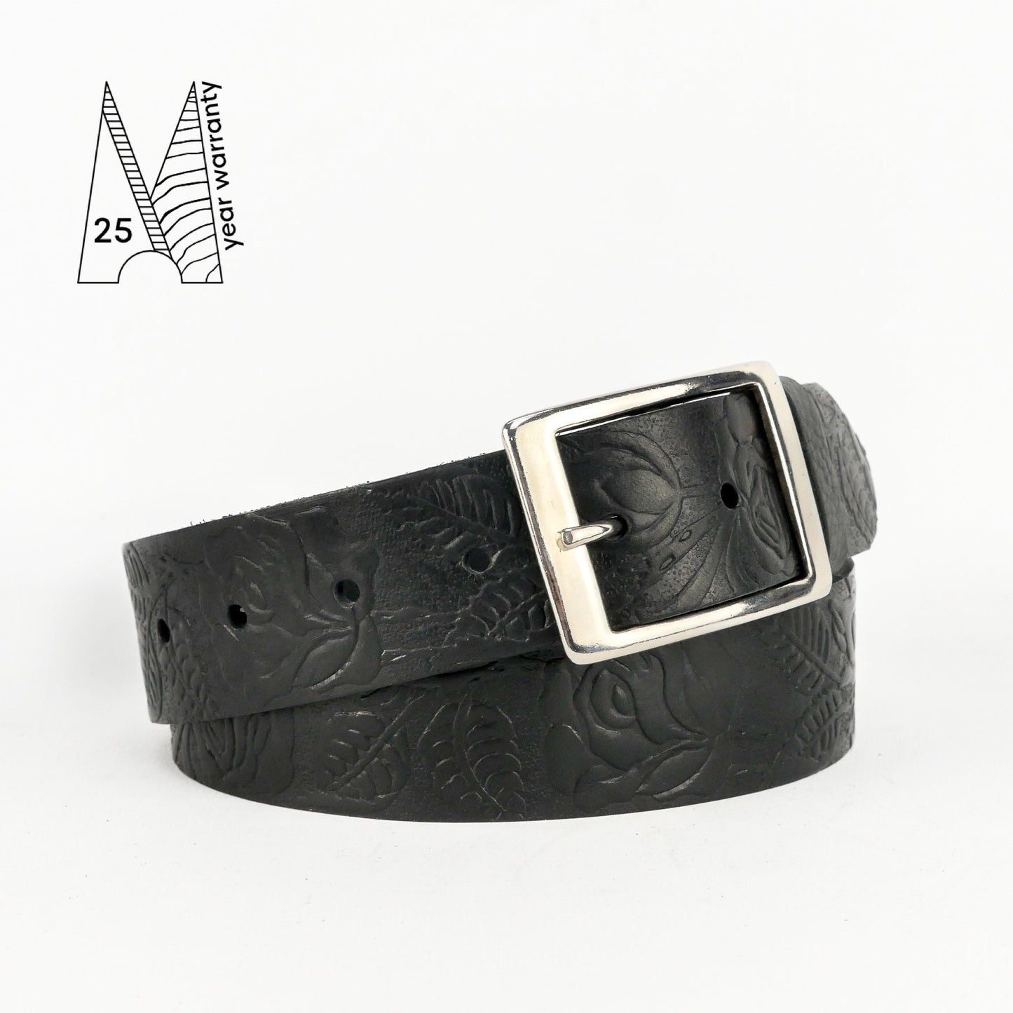 Tooled Leather Belt - Embossed Leather Belt