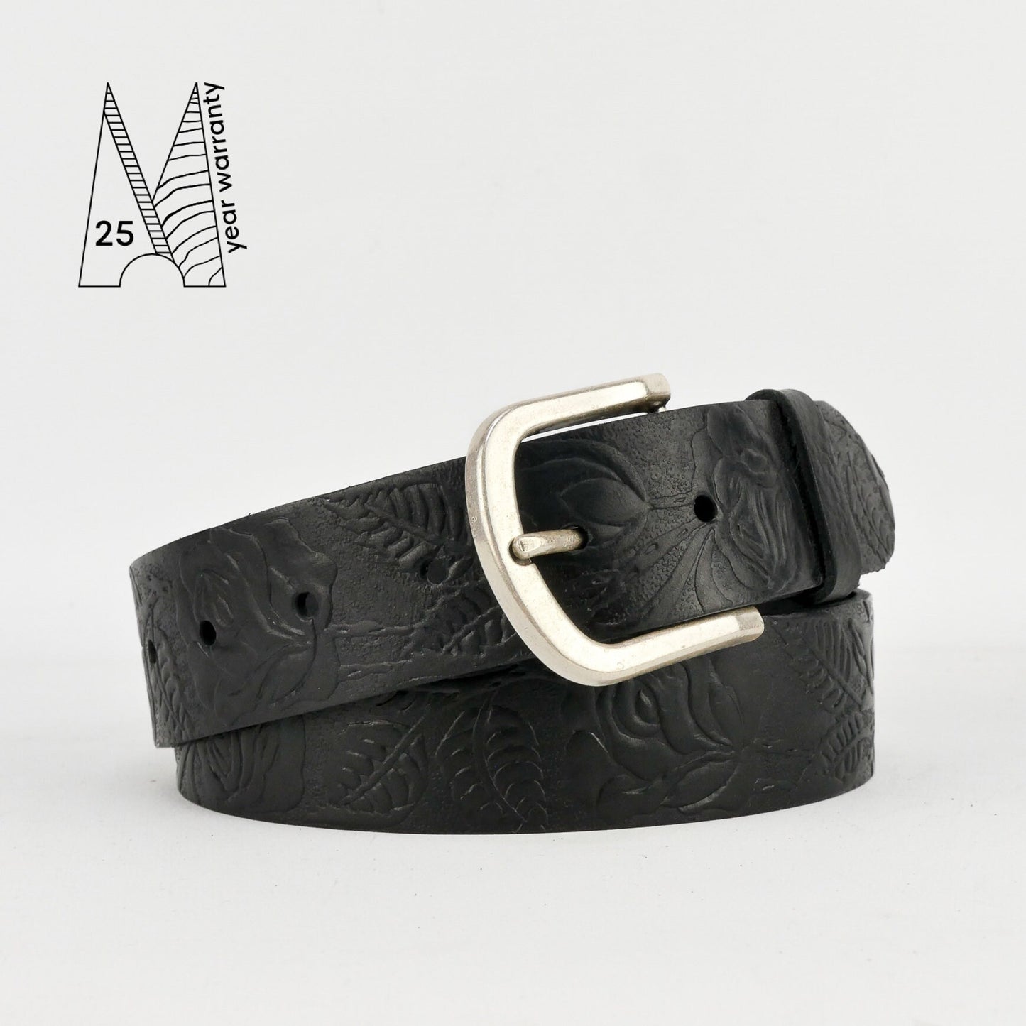 Tooled Leather Belt - Embossed Leather Belt
