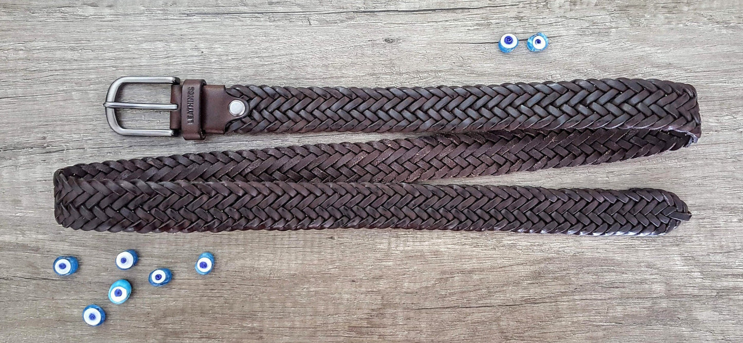 Handcrafted Full Grain brown braided belts