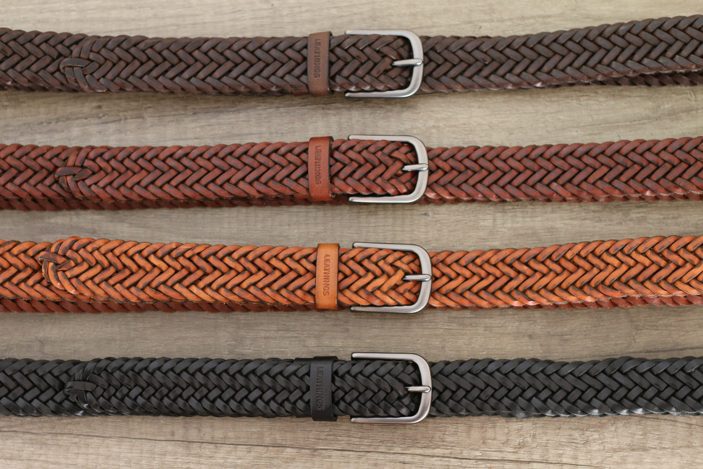 Handcrafted Full Grain brown braided belts
