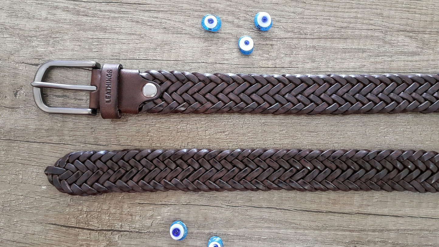 Handcrafted Full Grain brown braided belts