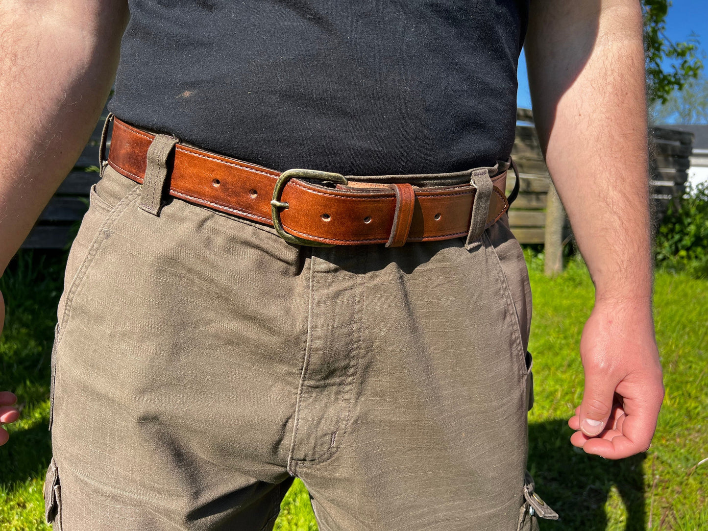 Handmade Brown Leather Belt - Wedding Men Belts