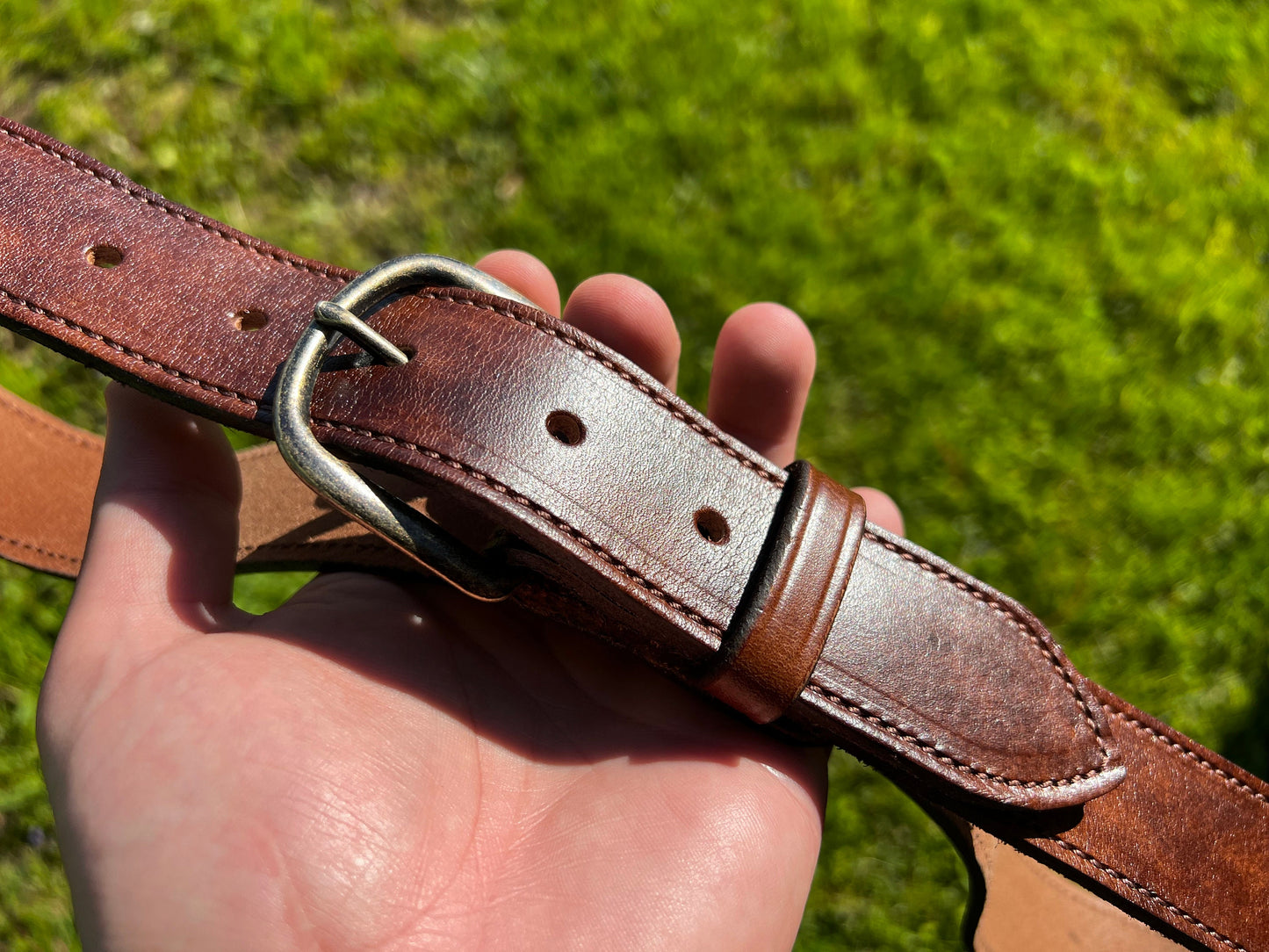 Handmade Brown Leather Belt - Wedding Men Belts