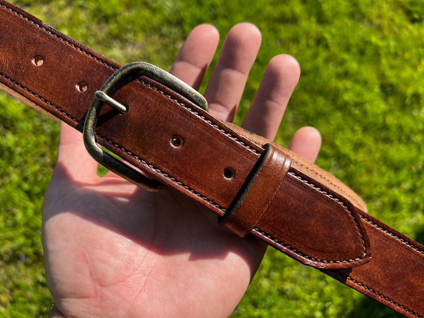 Handmade Brown Leather Belt - Wedding Men Belts