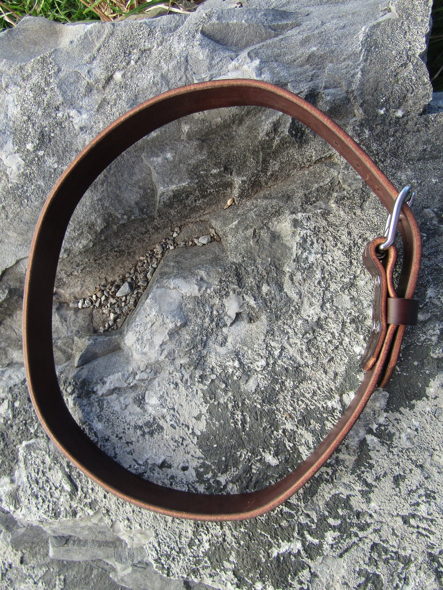 Dark brown Leather belt Bridle