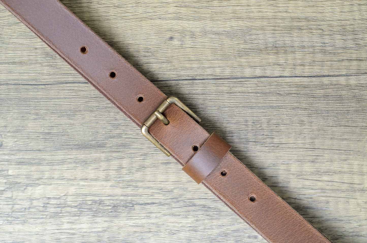 Belt with Distressed Brass Colour Buckle