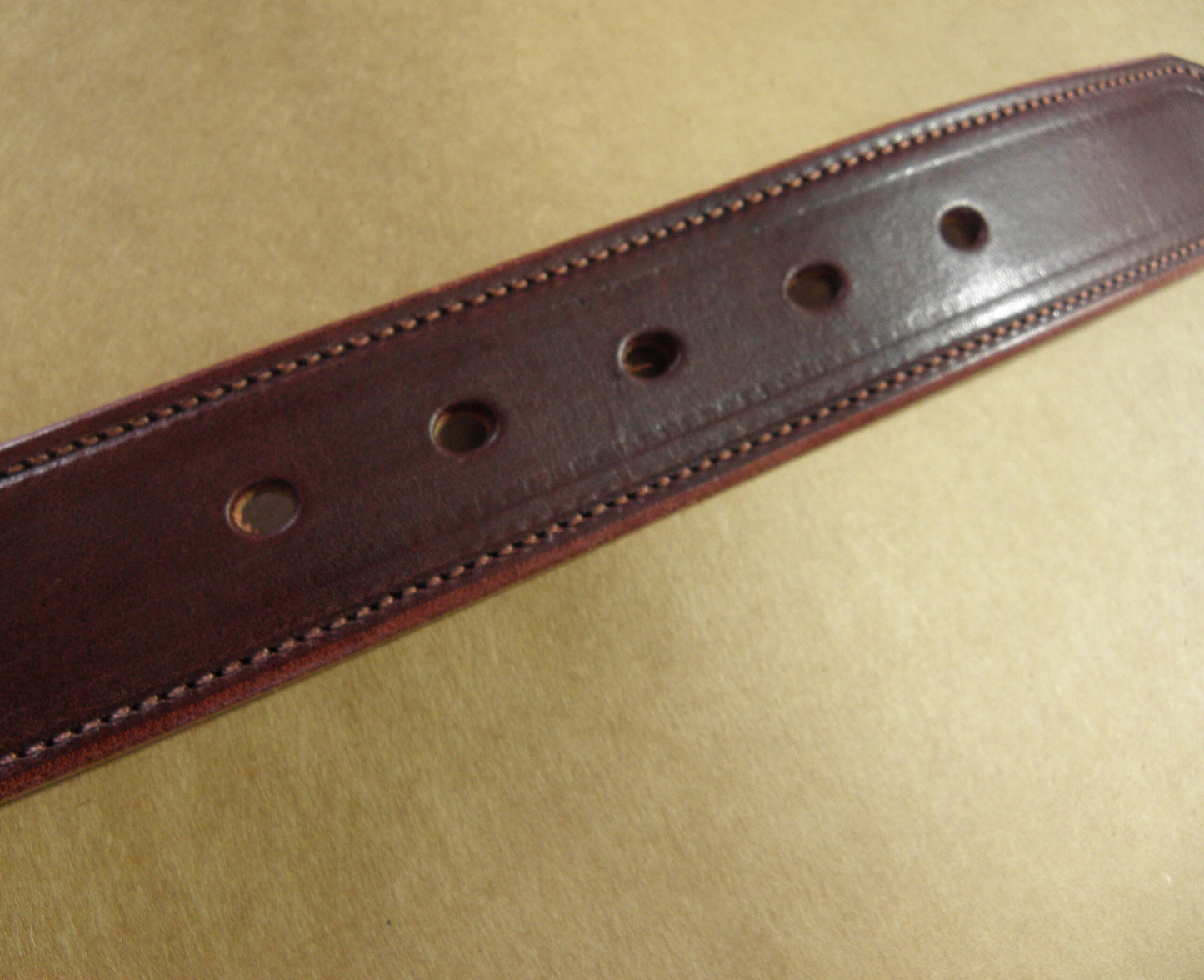 Stitched Burgundy Handmade Leather Belt