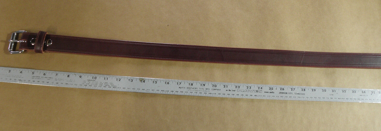 Stitched Burgundy Handmade Leather Belt