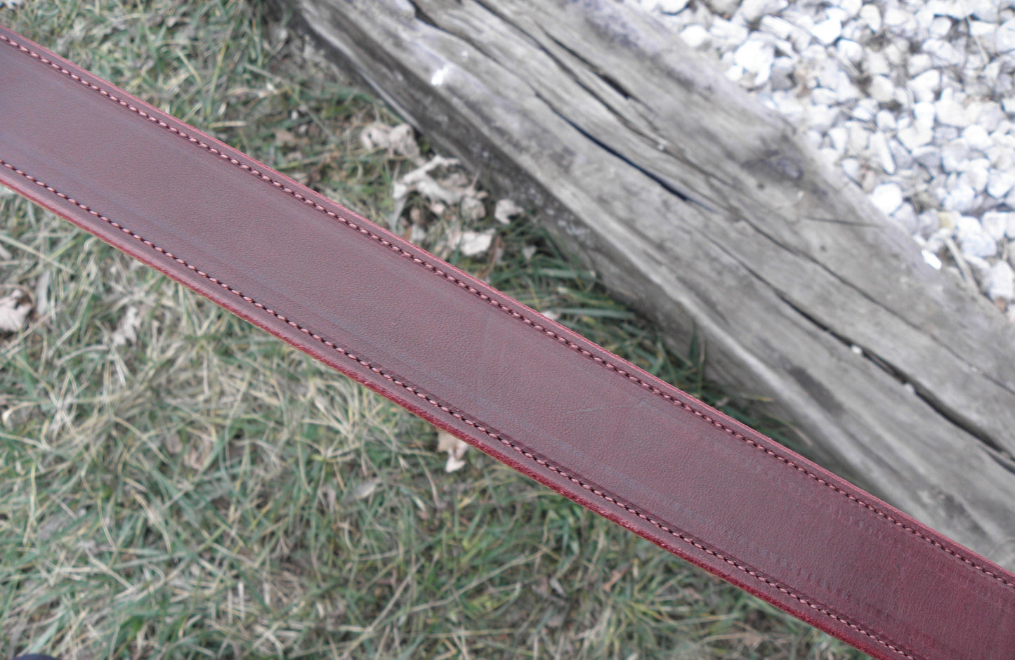 Stitched Burgundy Handmade Leather Belt