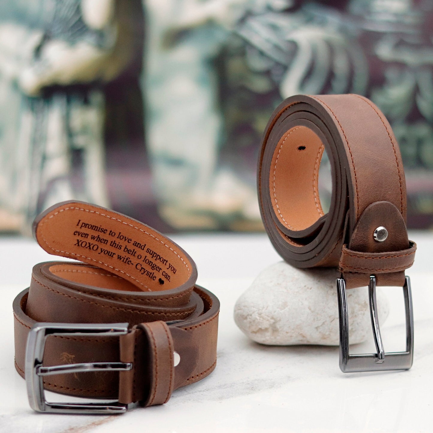 Custom Name Brown Leather Belt