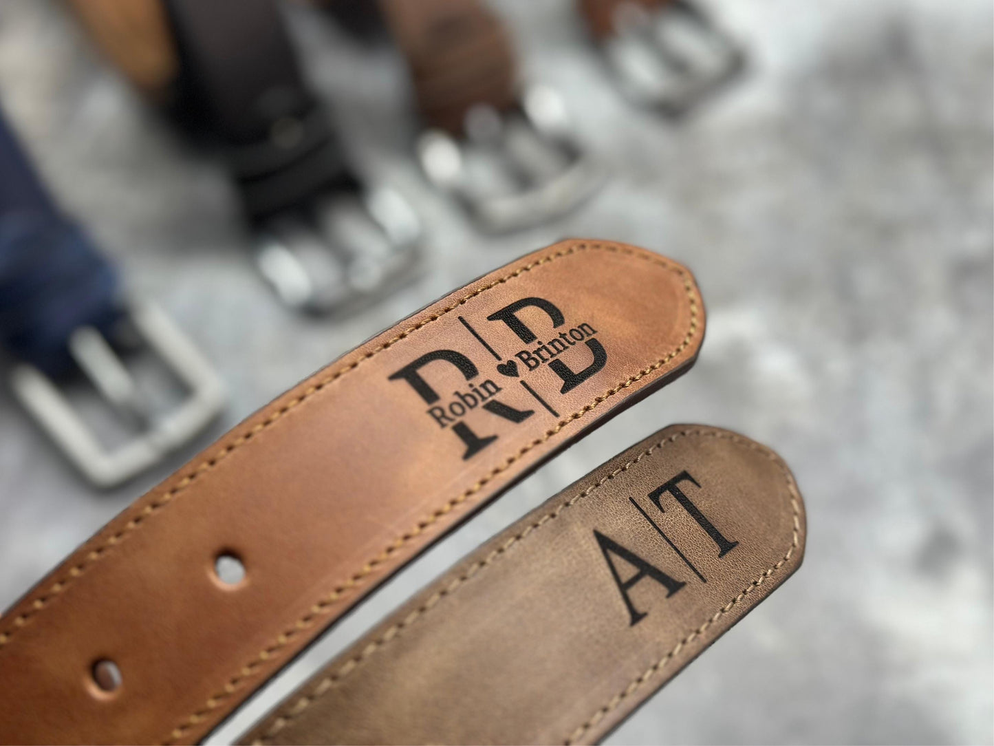 Custom Engraved Leather Belt for Husband