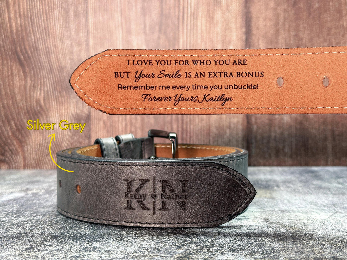 Custom Engraved Leather Belt for Husband