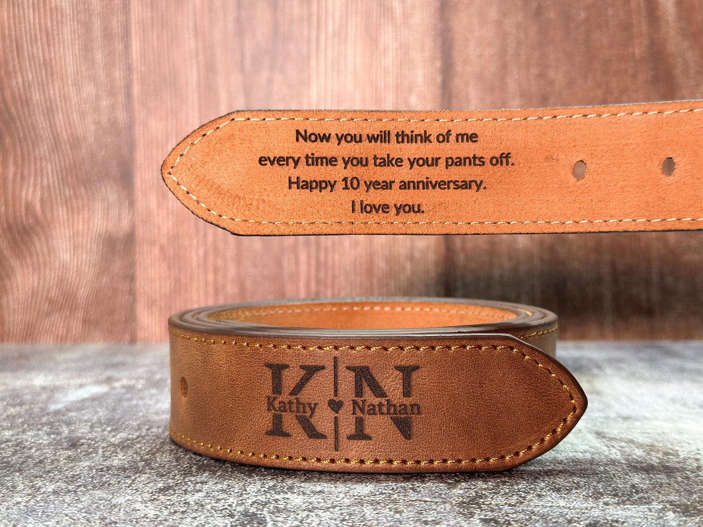 Custom Engraved Leather Belt for Husband