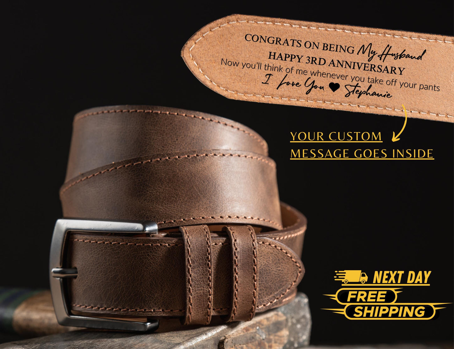 Personalized Leather Belt for Anniversary