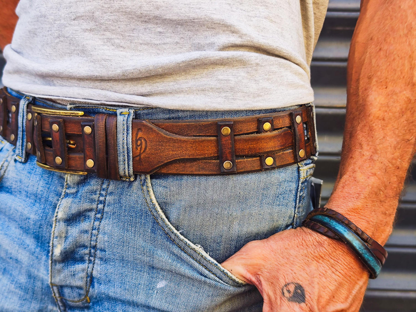 Western Brown Leather Belt
