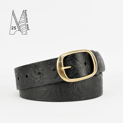 Tooled Leather Belt - Embossed Leather Belt