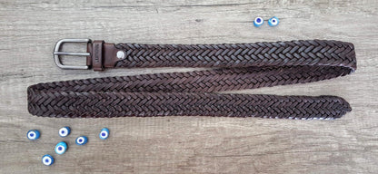 Handcrafted Full Grain brown braided belts