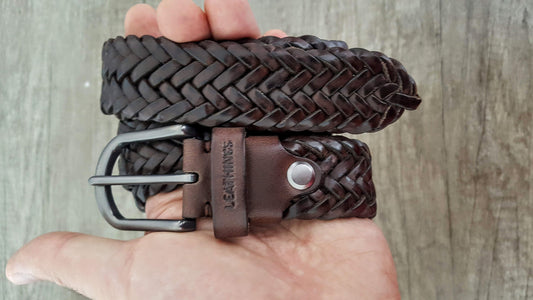 Handcrafted Full Grain brown braided belts