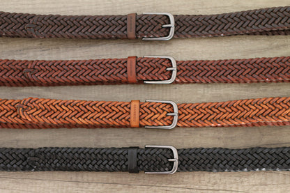 Handcrafted Full Grain brown braided belts