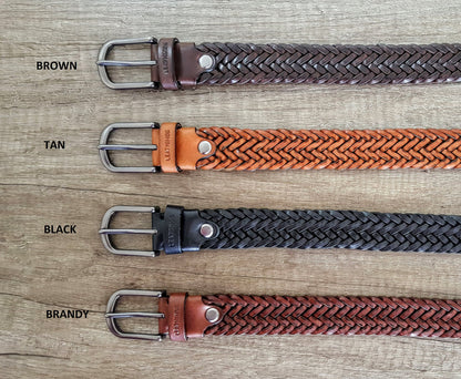 Handcrafted Full Grain brown braided belts