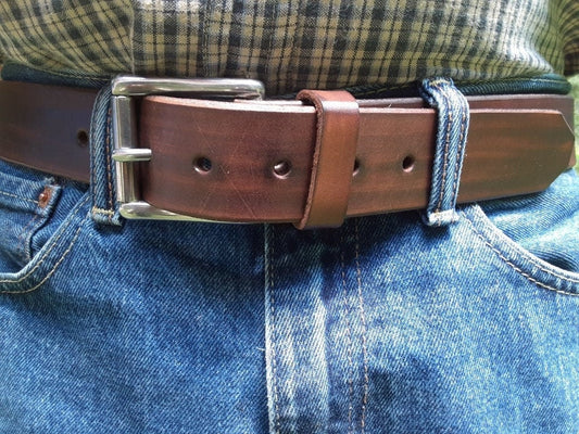 Hand Made Leather Belt - Brown Leather Belt