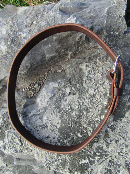 Dark brown Leather belt Bridle