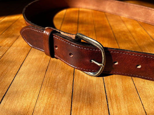 Handmade Brown Leather Belt - Wedding Men Belts