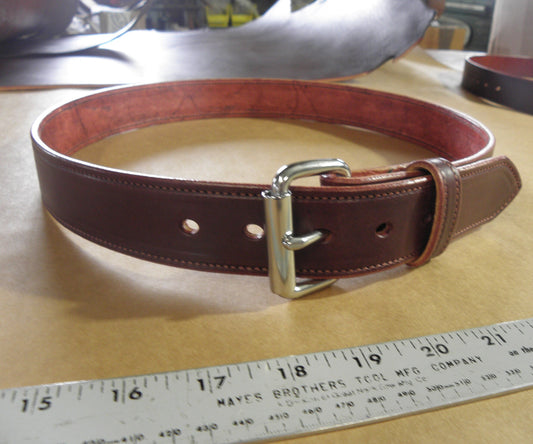 Stitched Burgundy Handmade Leather Belt