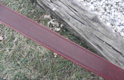 Stitched Burgundy Handmade Leather Belt