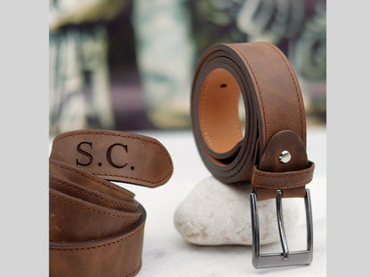 Custom Name Brown Leather Belt