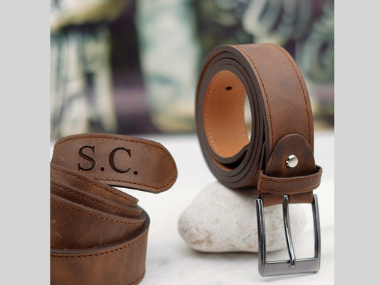 Custom Name Brown Leather Belt