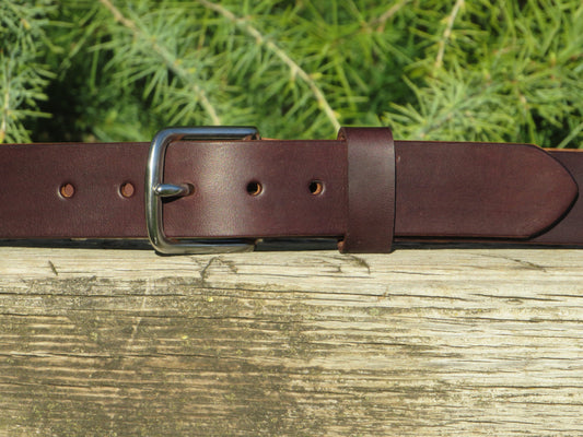 Dark brown Leather belt Bridle