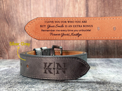 Custom Engraved Leather Belt for Husband