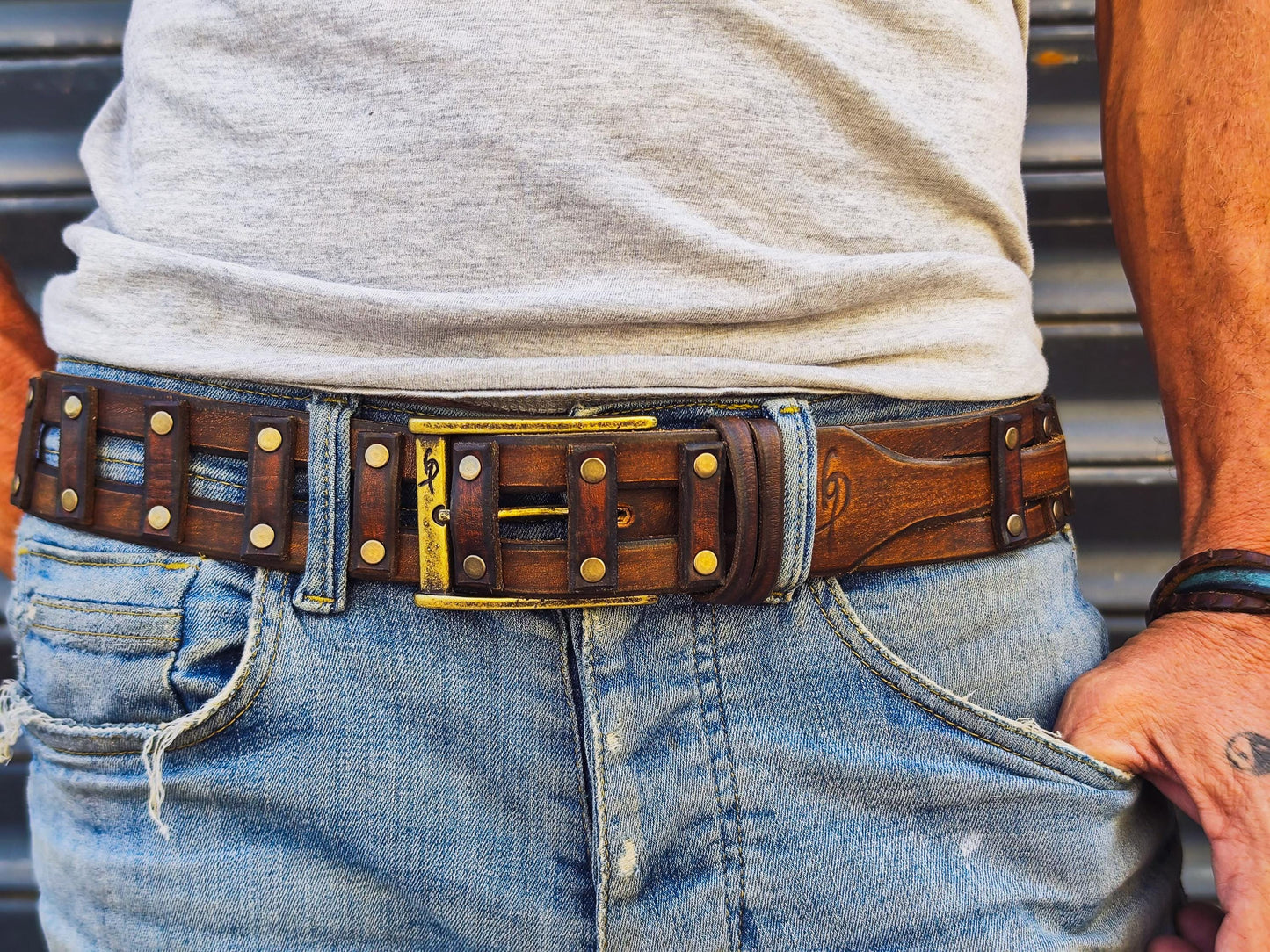 Western Brown Leather Belt