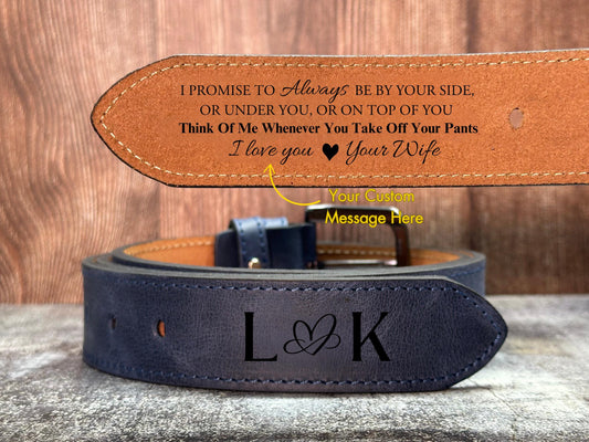 Custom Engraved Leather Belt for Husband
