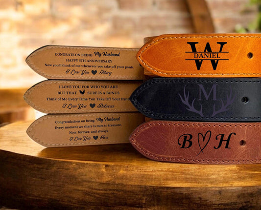 Personalized Leather Belt - Custom Engraved Belt For Men