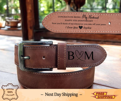 Personalized Leather Belt for Anniversary