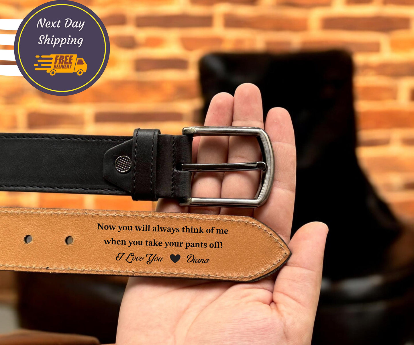 Personalized Leather Belt - Custom Engraved Belt For Men
