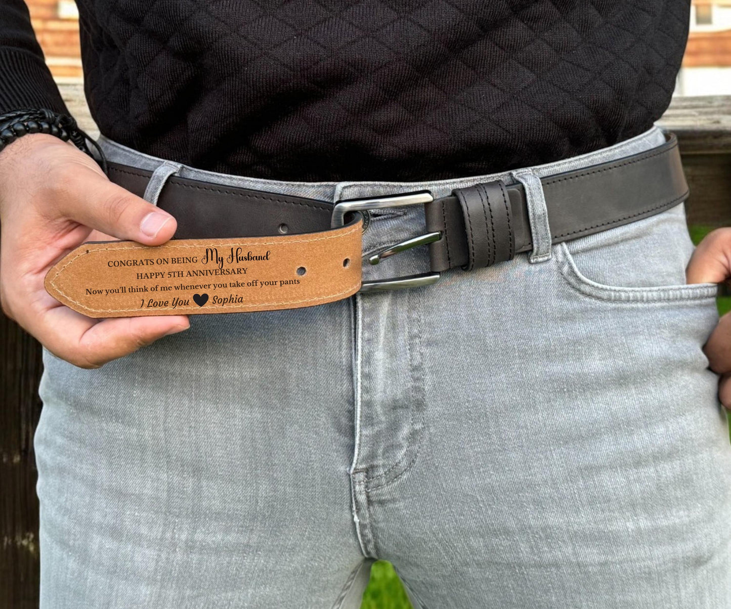 Personalized Leather Belt for Anniversary